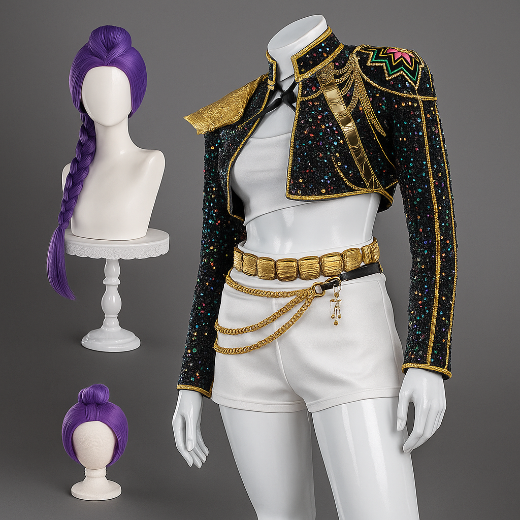 Halloween Costume Sequin Stage Outfit Black Gold - Image 10