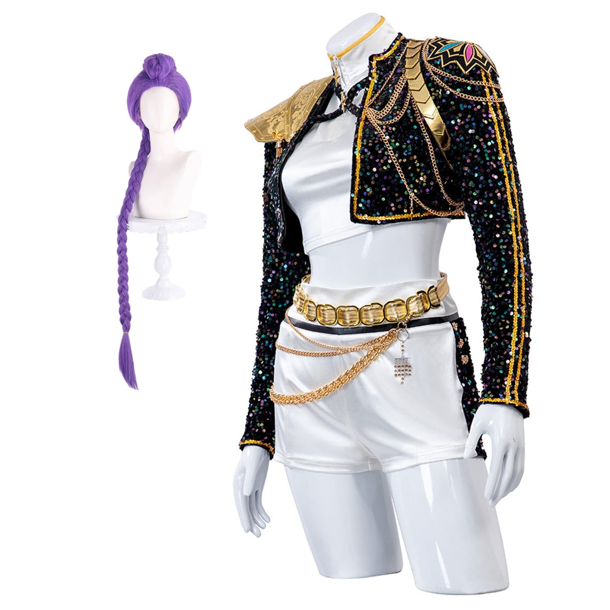 Halloween Costume Sequin Stage Outfit Black Gold - Image 13