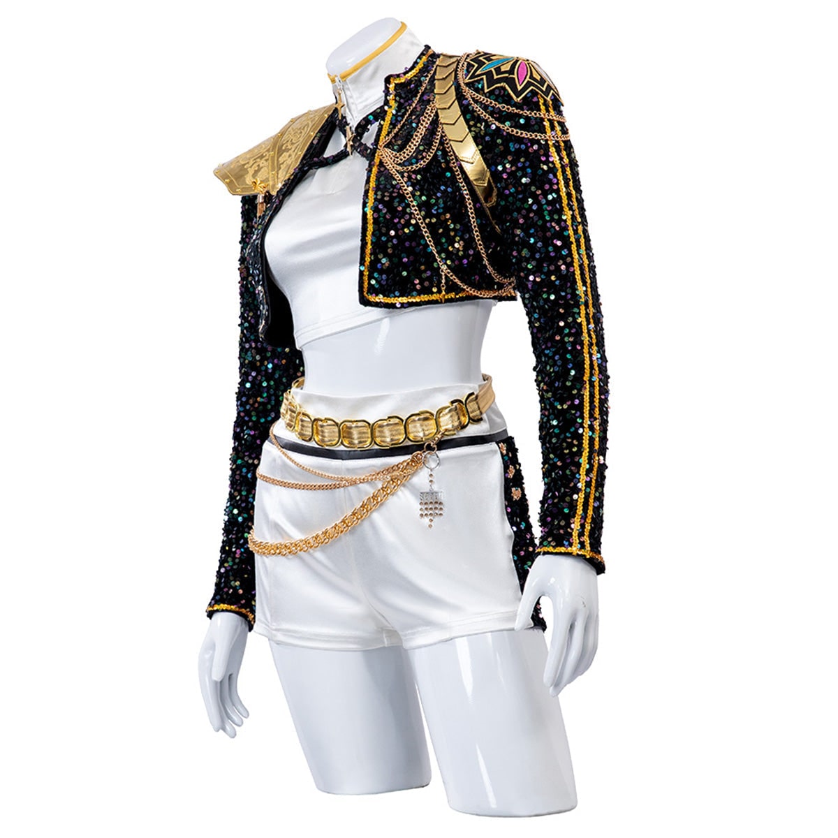 Halloween Costume Sequin Stage Outfit Black Gold - Image 14