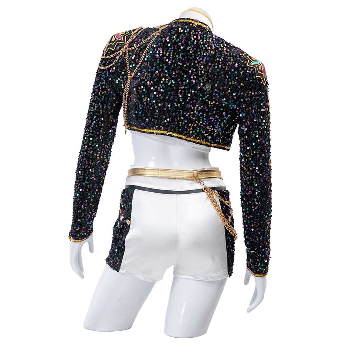 Halloween Costume Sequin Stage Outfit Black Gold - Image 15