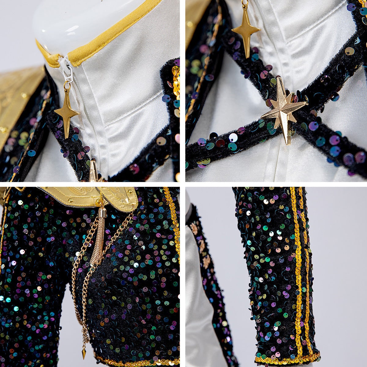Halloween Costume Sequin Stage Outfit Black Gold - Image 18