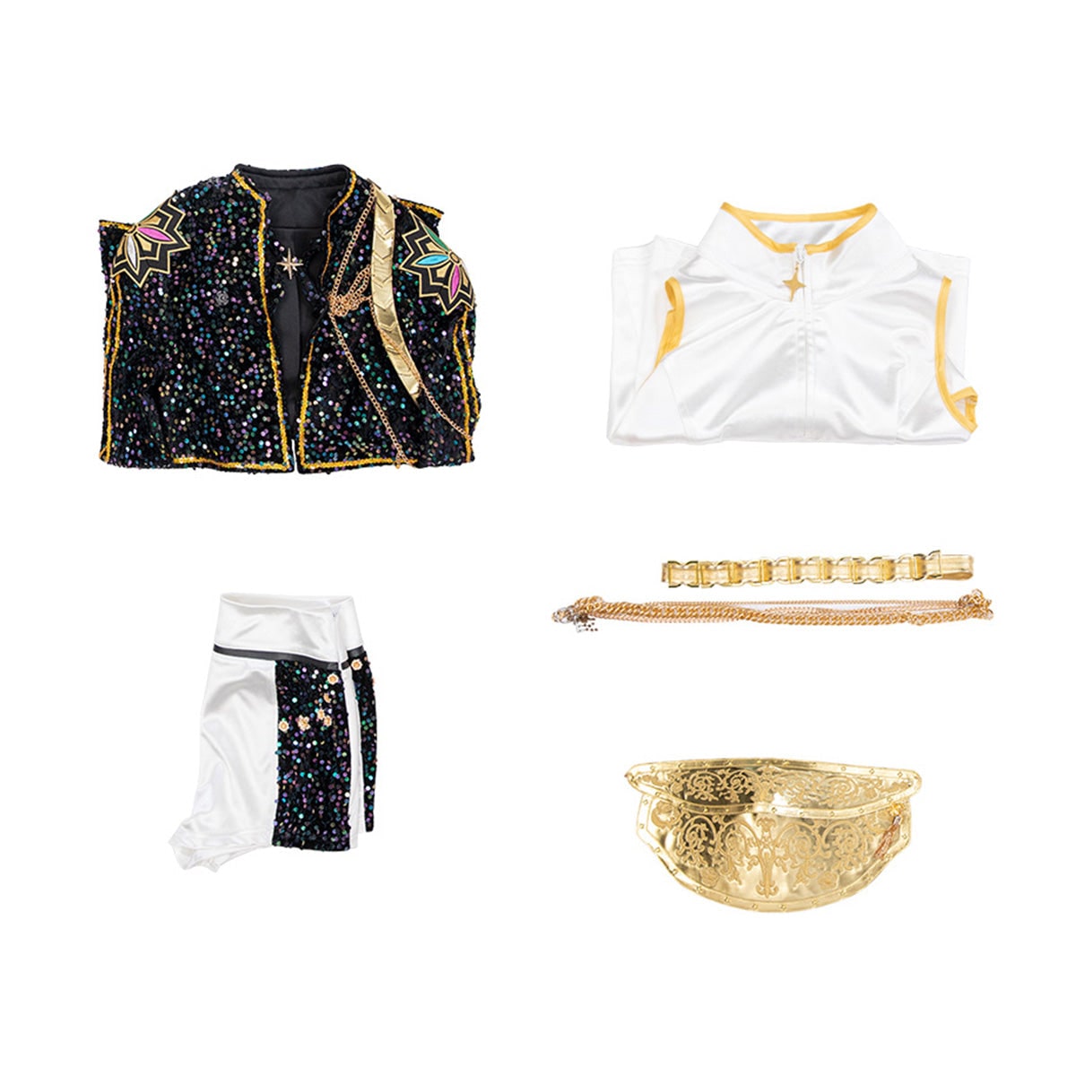Halloween Costume Sequin Stage Outfit Black Gold - Image 20