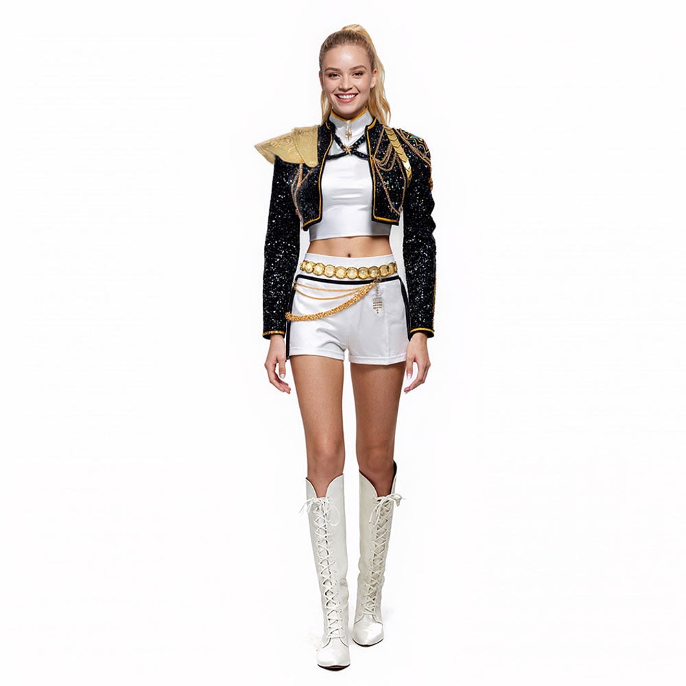 Halloween Costume Sequin Stage Outfit Black Gold - Image 5