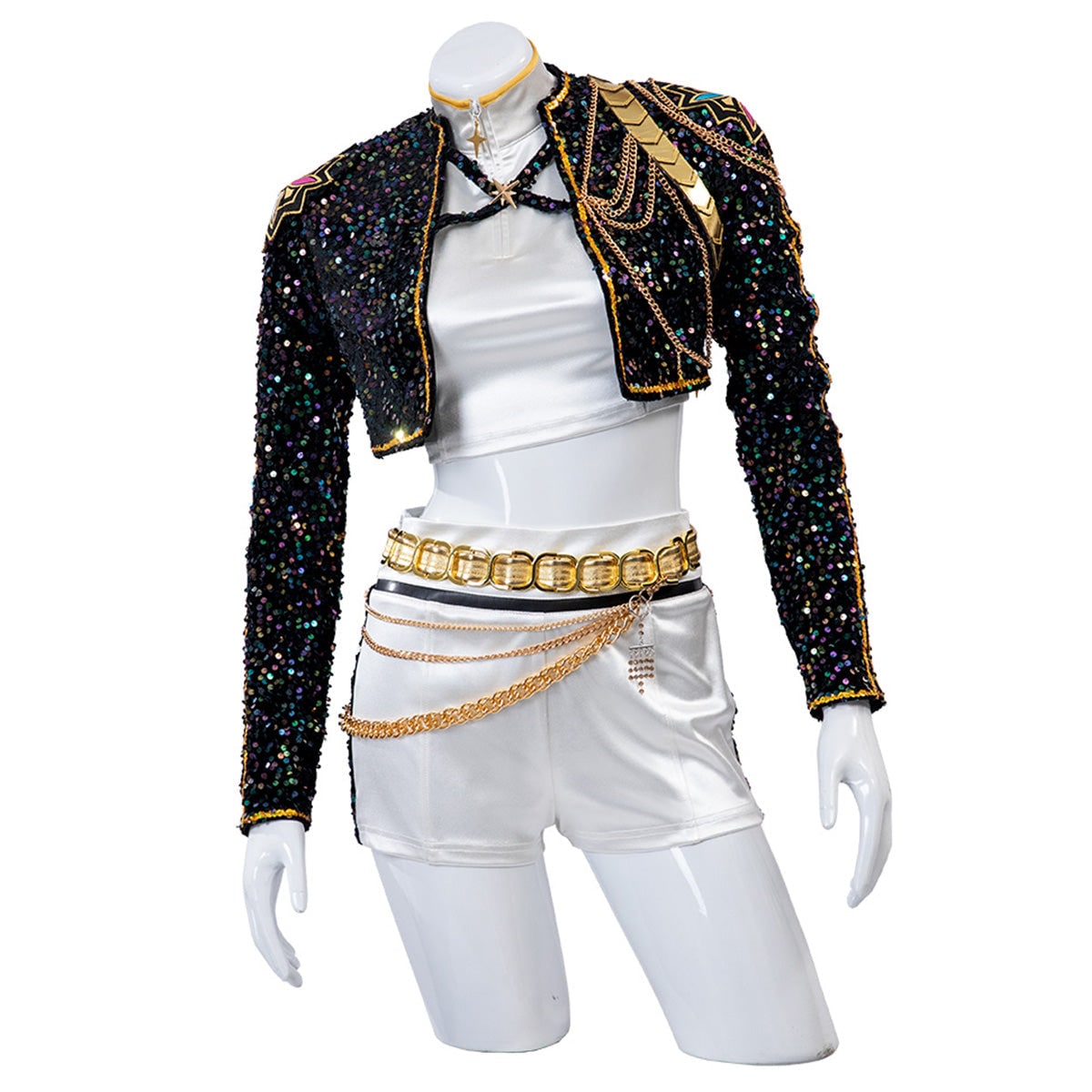 Halloween Costume Sequin Stage Outfit Black Gold - Image 6