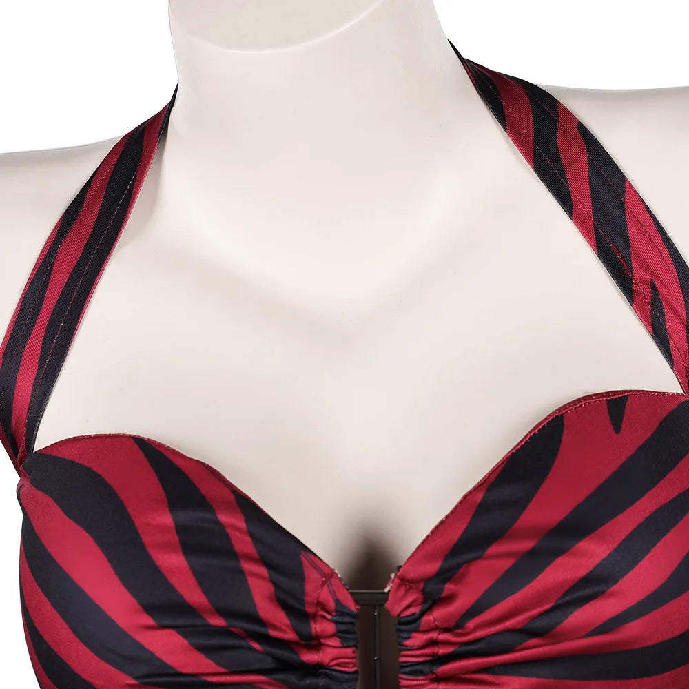 Halloween Costume With Zebra-Print Halter And Faux Leather Shorts - Image 5