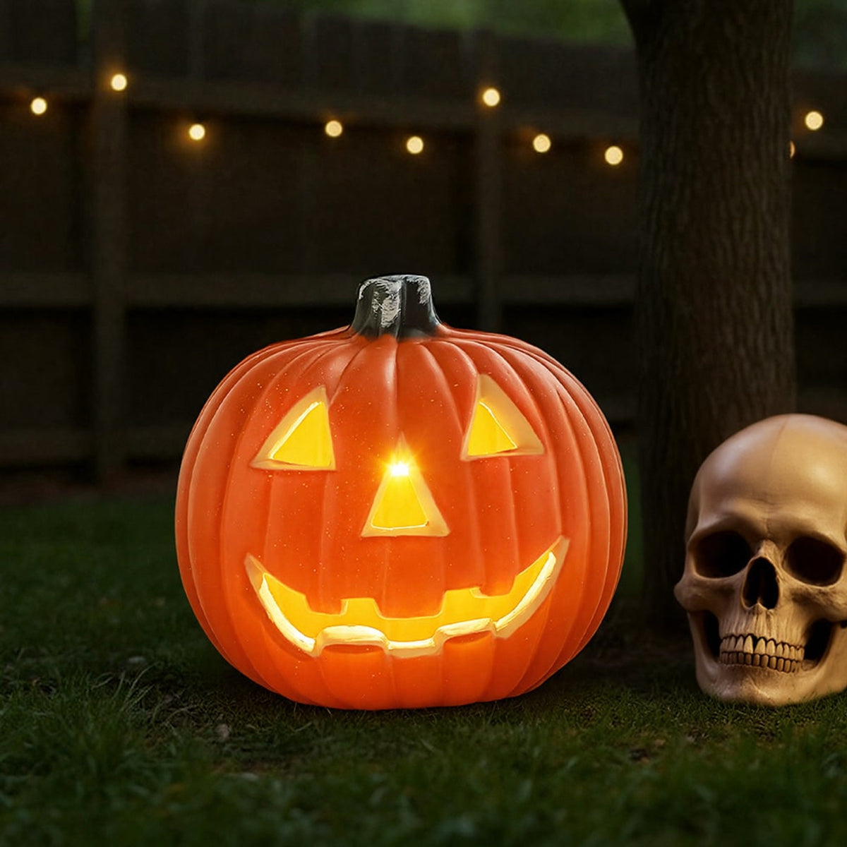 Halloween Lantern LED Pumpkin With Warm-Colored Glow Orange Plastic Design Battery Operated For Indoor And Outdoor Decor - Image 2