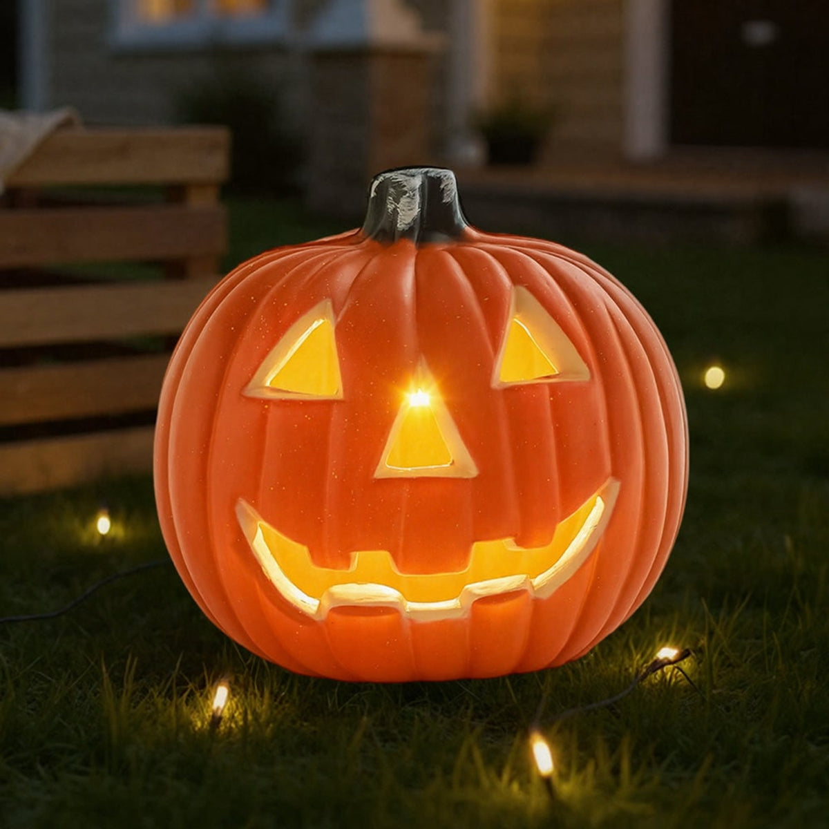 Halloween Lantern LED Pumpkin With Warm-Colored Glow Orange Plastic Design Battery Operated For Indoor And Outdoor Decor - Image 3
