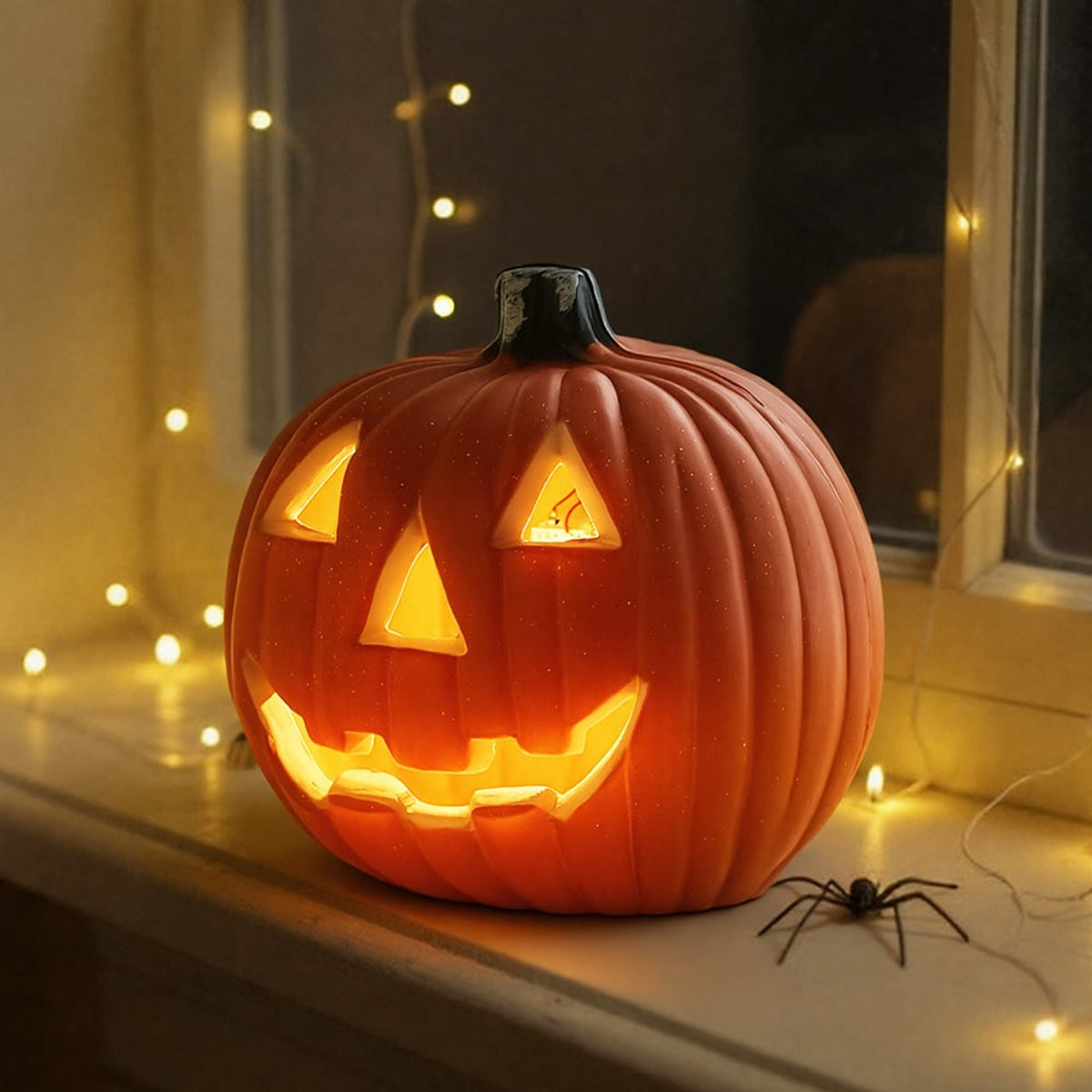 Halloween Lantern LED Pumpkin With Warm-Colored Glow Orange Plastic Design Battery Operated For Indoor And Outdoor Decor - Image 6
