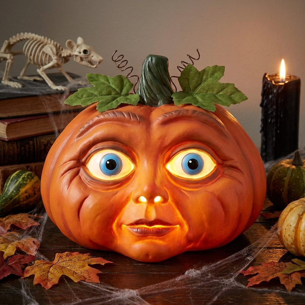 Pumpkin Decorations Halloween Decor Sculpted Figurine Orange Brown - hero