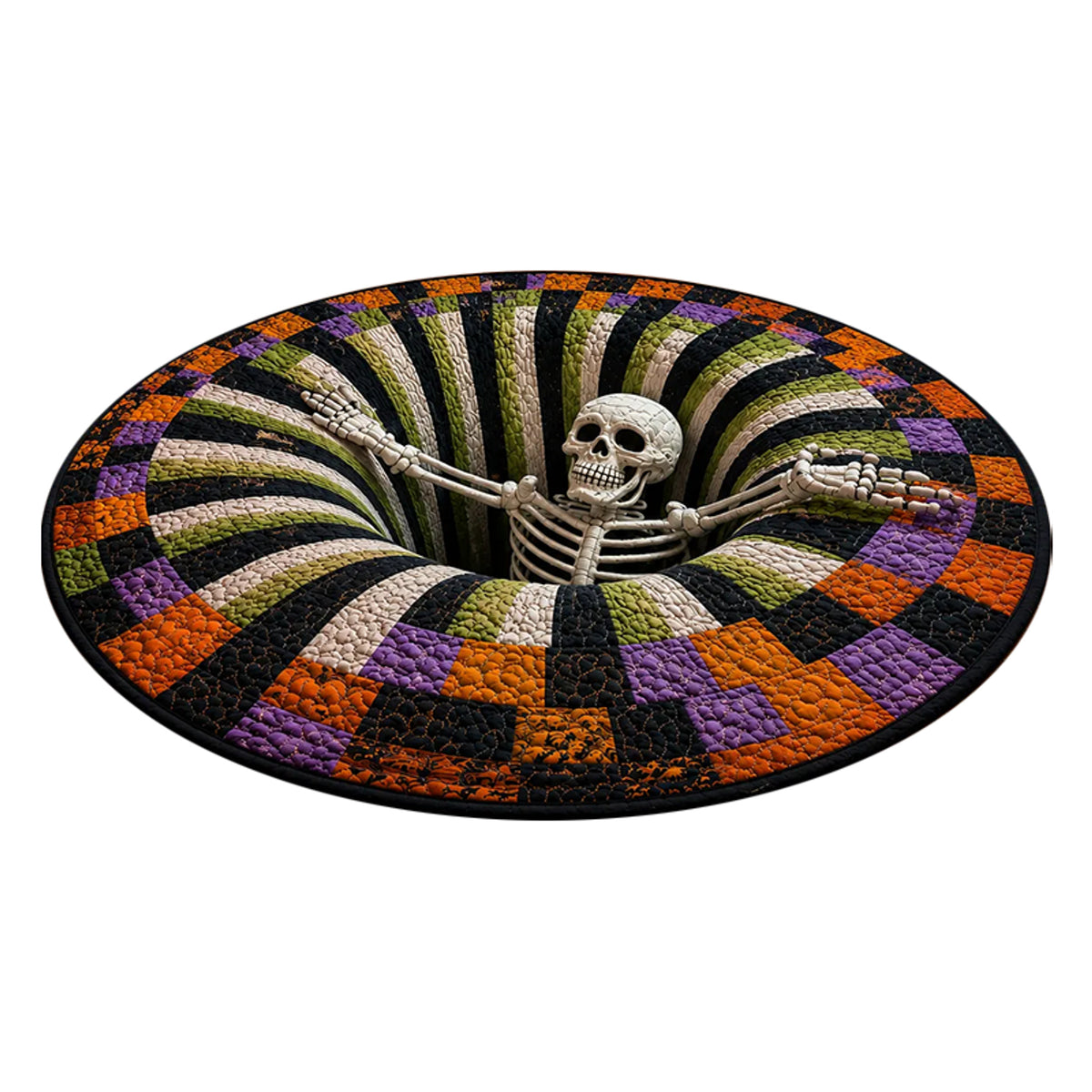 Halloween Rug Area Decor Themed 3D Illusion Print Oval Flatweave Novelty Design - Image 1