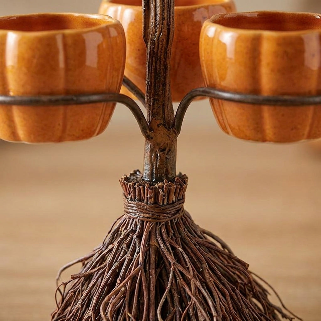 Pumpkin Decorations Halloween Decoration Broomstick Snack Bowls Rack - detail