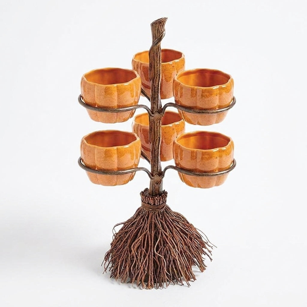 Pumpkin Decorations Halloween Decoration Broomstick Snack Bowls Rack - studio