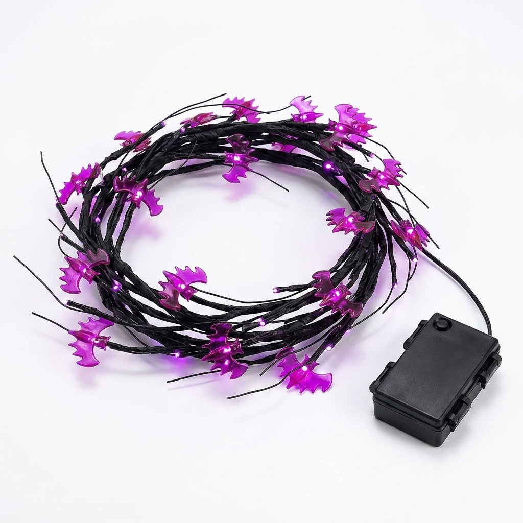 Halloween Vine String Lights LED Black Twigs Bat Decorations - studio