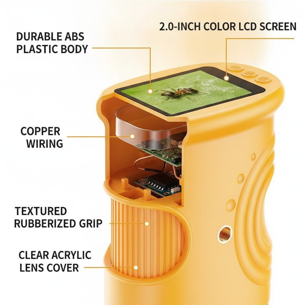 handheld digital microscope close-up construction and materials