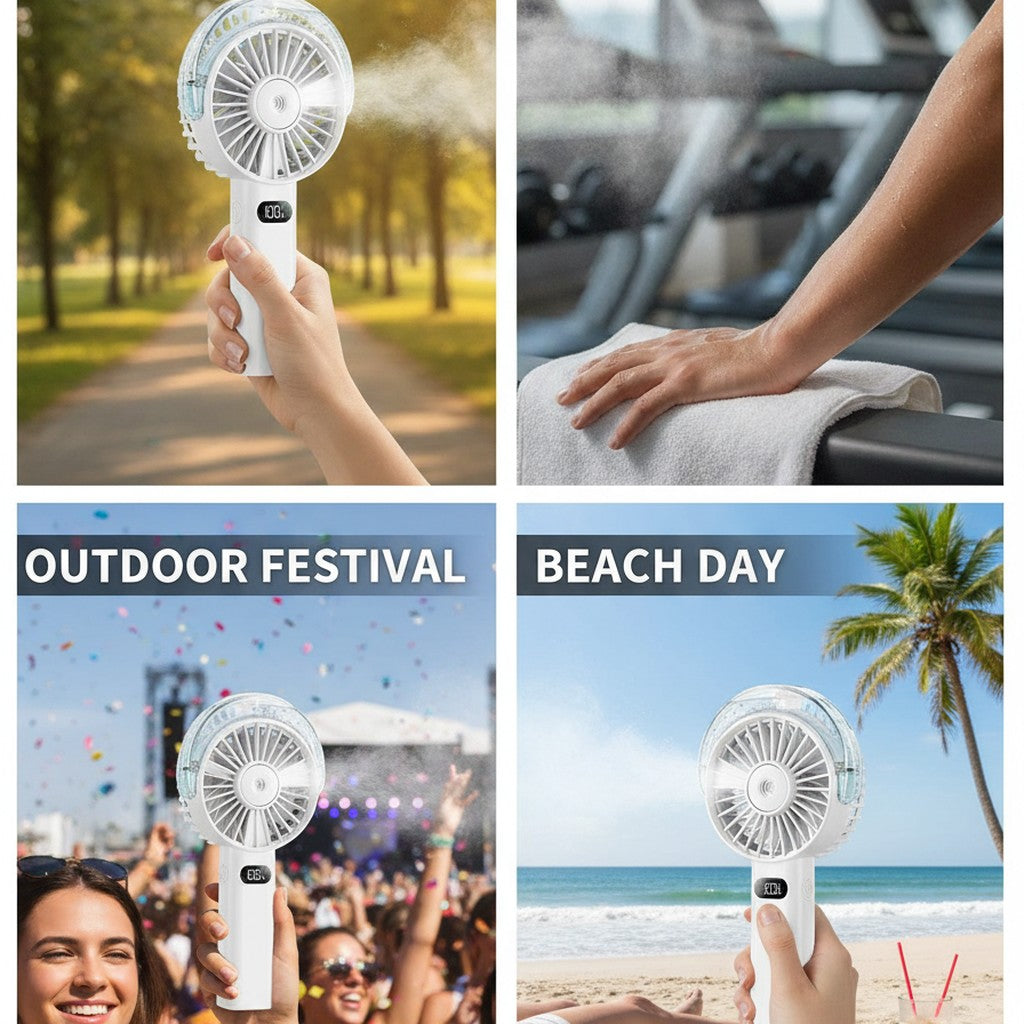 Handheld Misting Fan, Rechargeable Portable Water Spray Cooling Fan, 4-Speed Personal Mini Mister benefits