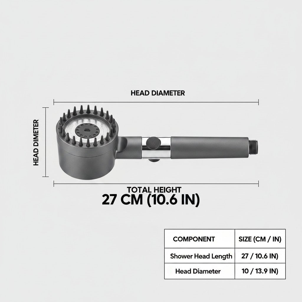 handheld shower head dimensions and size guide