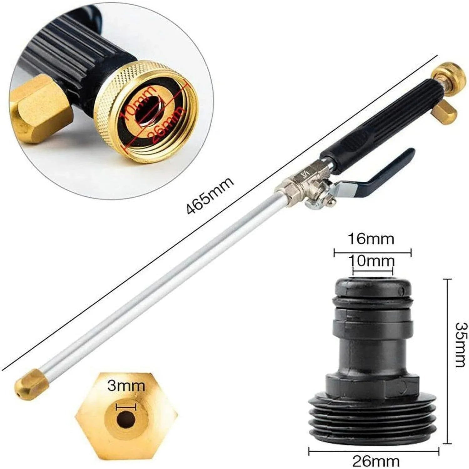 Hose Nozzle High Pressure Garden Hose Nozzle Metal Wand Attachment - Image 8