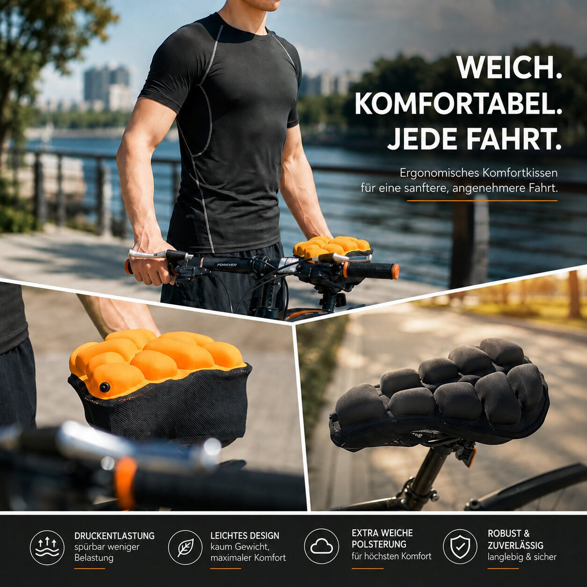 Inflatable Bike Seat Cover With Hand Pump And Elastic Straps - Image 14