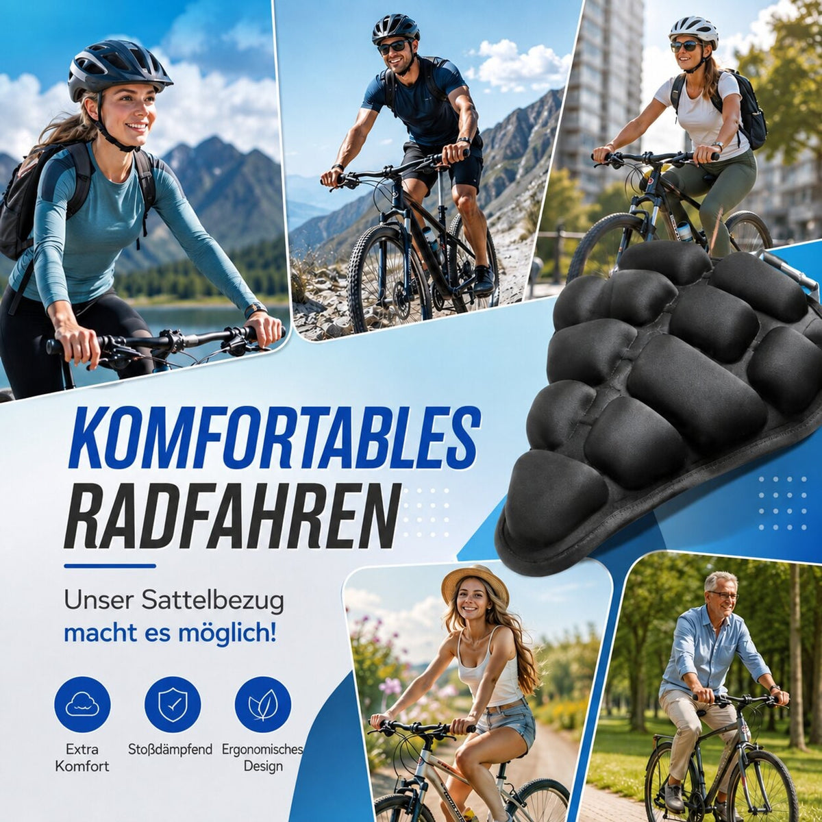 Inflatable Bike Seat Cover With Hand Pump And Elastic Straps - Image 11