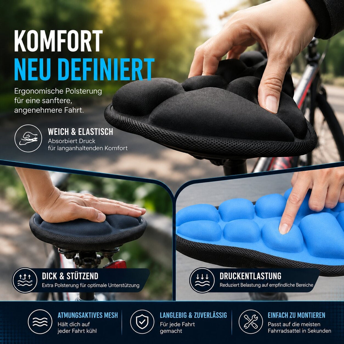 Inflatable Bike Seat Cover With Hand Pump And Elastic Straps - Image 13