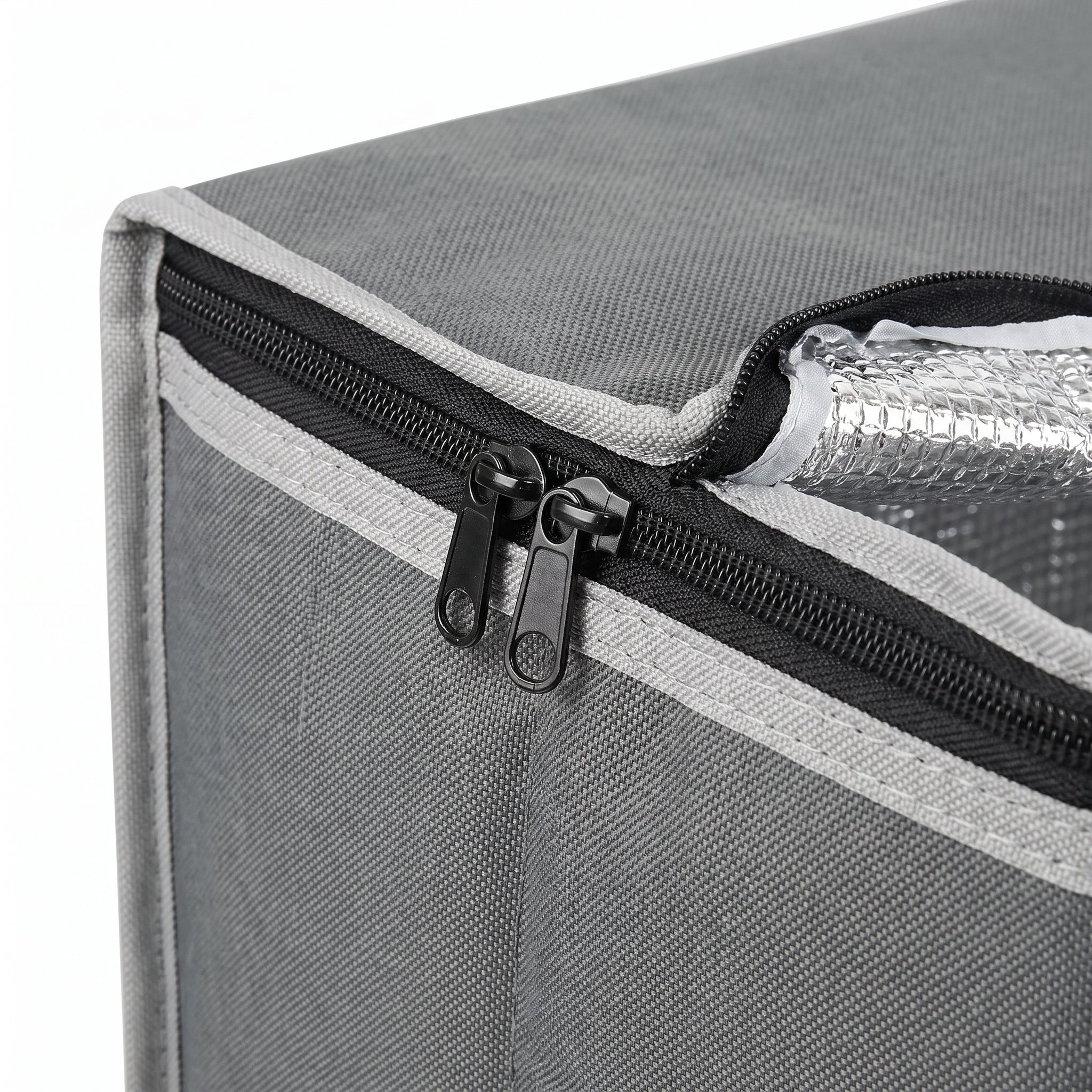 Lunch Bag Insulated Cooler Set Two Gray Foldable - detail