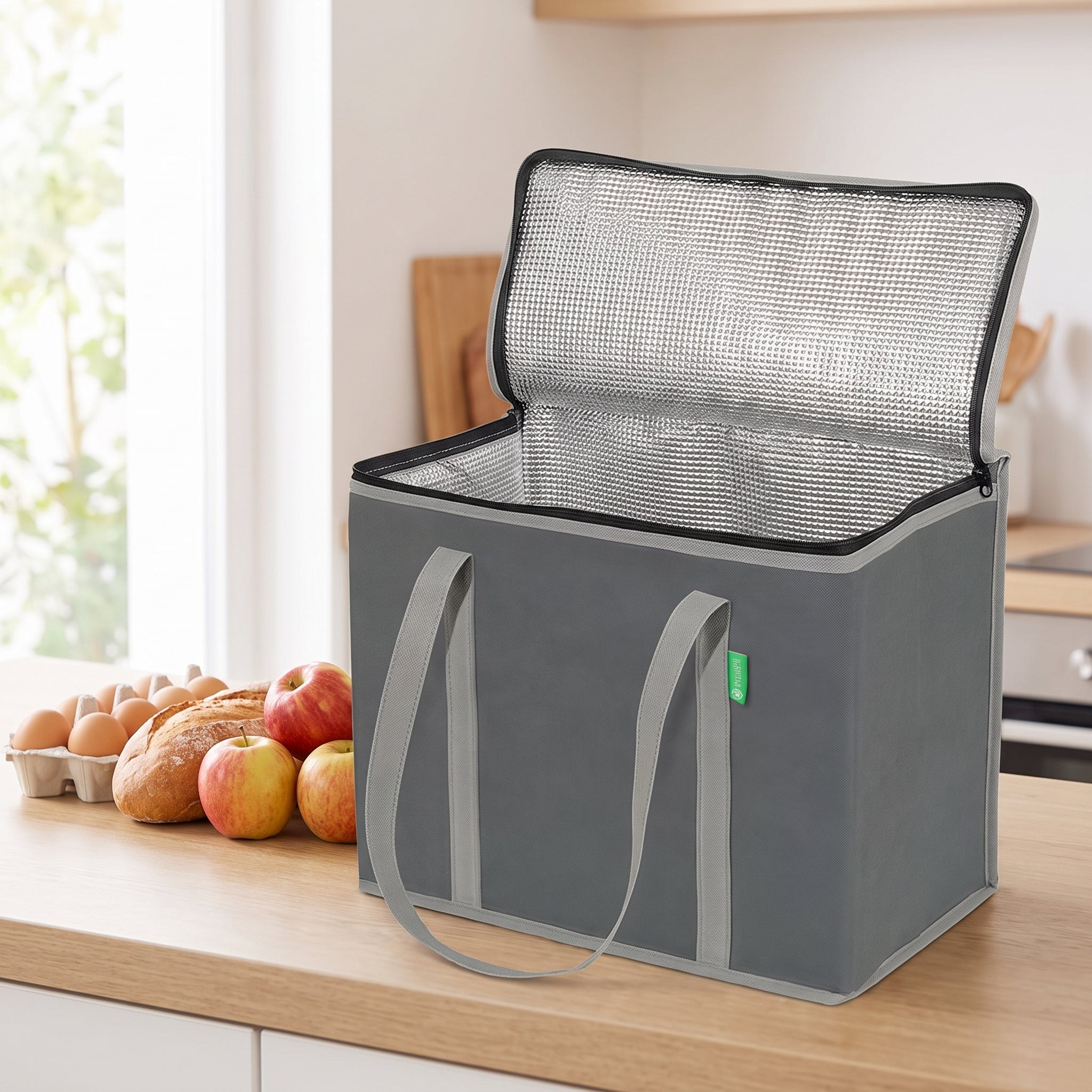 Shopping Bag Cooler Insulated Set Gray Foldable Food - scale