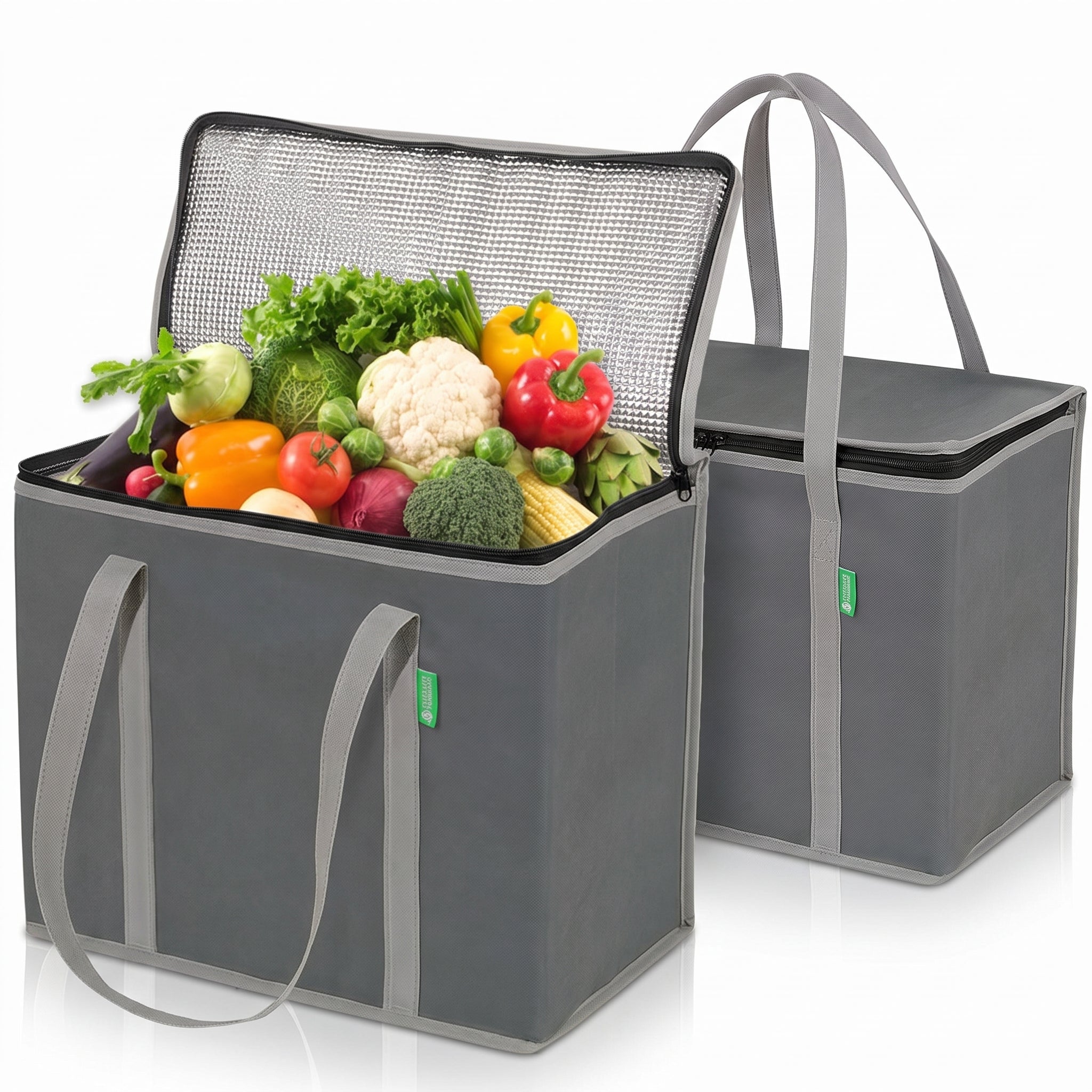 Lunch Bag Insulated Cooler Set Two Gray Foldable - studio