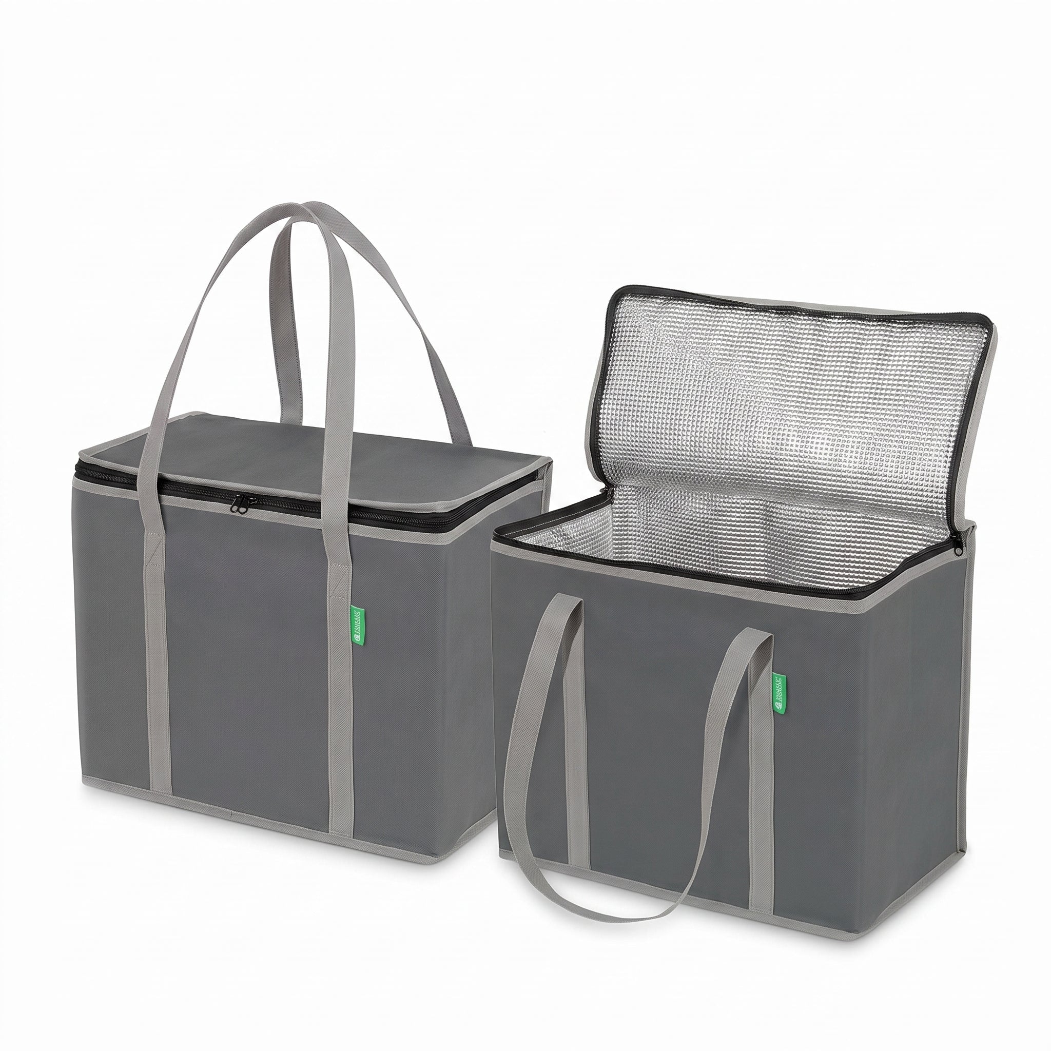 Lunch Bag Insulated Cooler Set Two Gray Foldable - studio