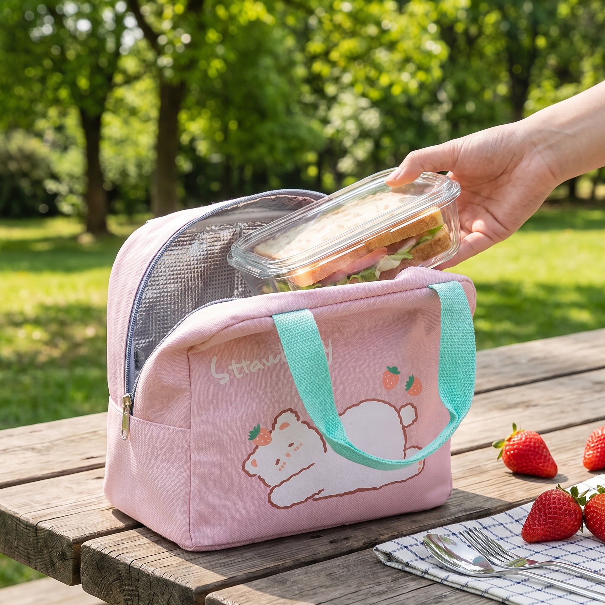 Lunch Bag Insulated for Work Cooler Food Storage Cute Print - Image 1