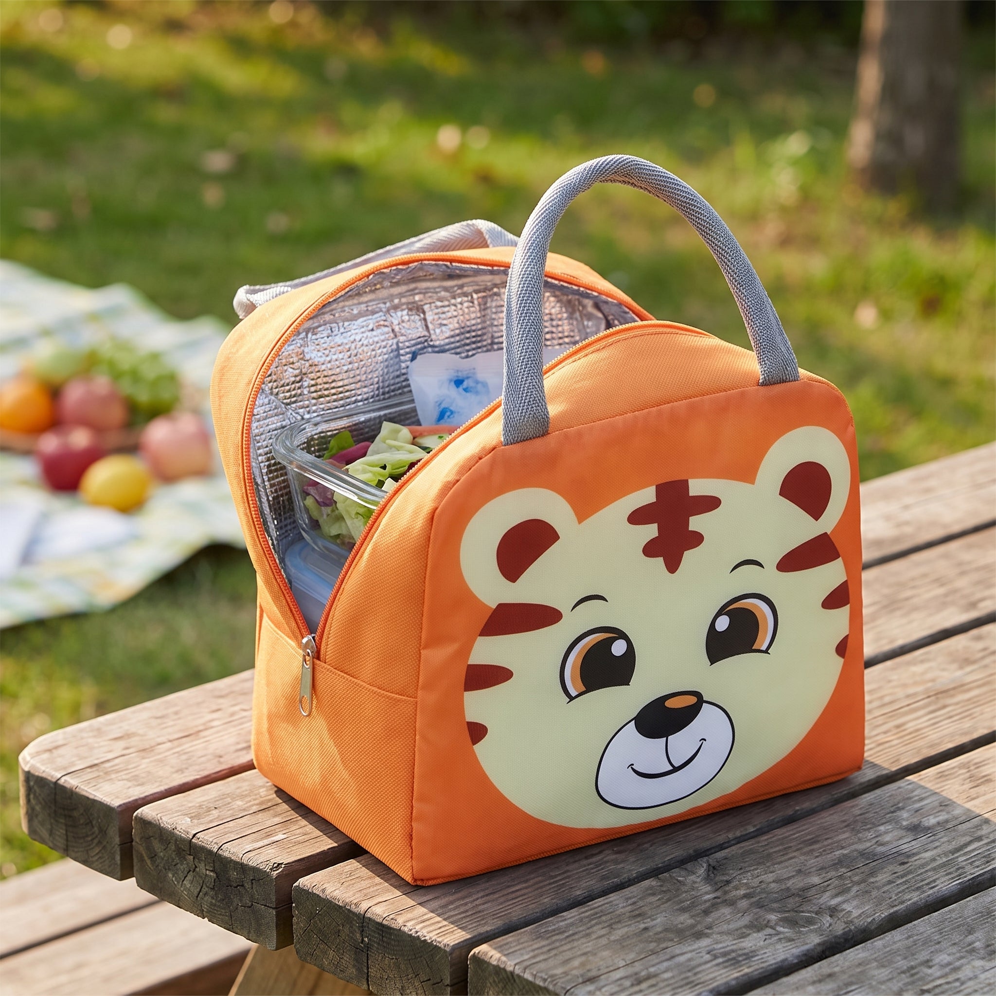 Lunch Bag Insulated Cooler Cartoon Animal Portable - in-use