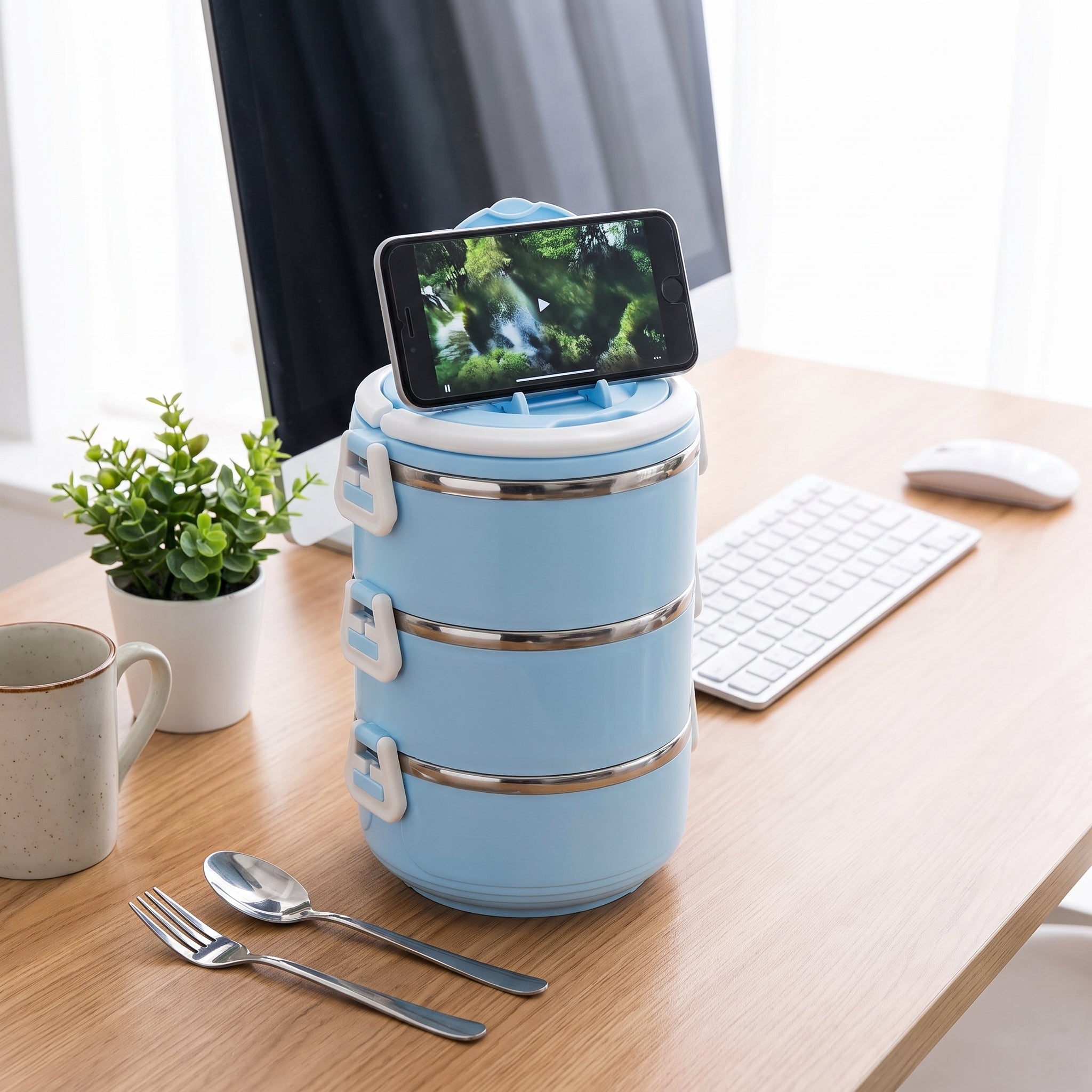 Insulated Lunch Box Bento Food Storage Container Multi-Tiered - hero