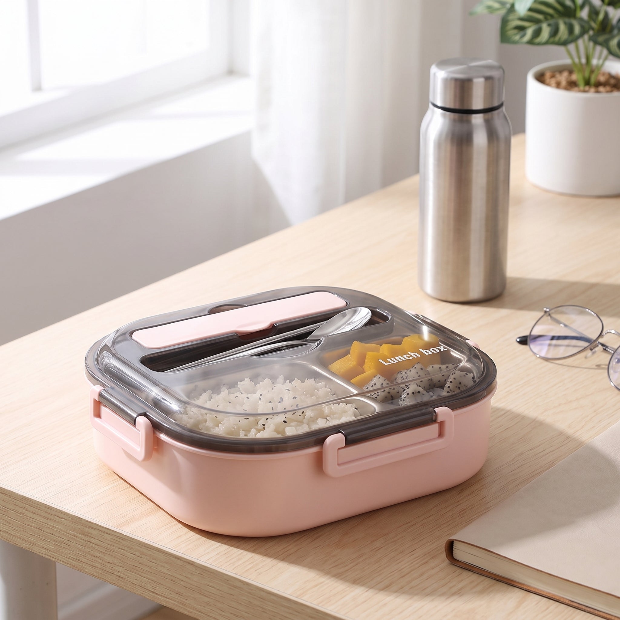 Stainless Steel Lunch Box Bento Meal Prep Food Storage Container - in-use