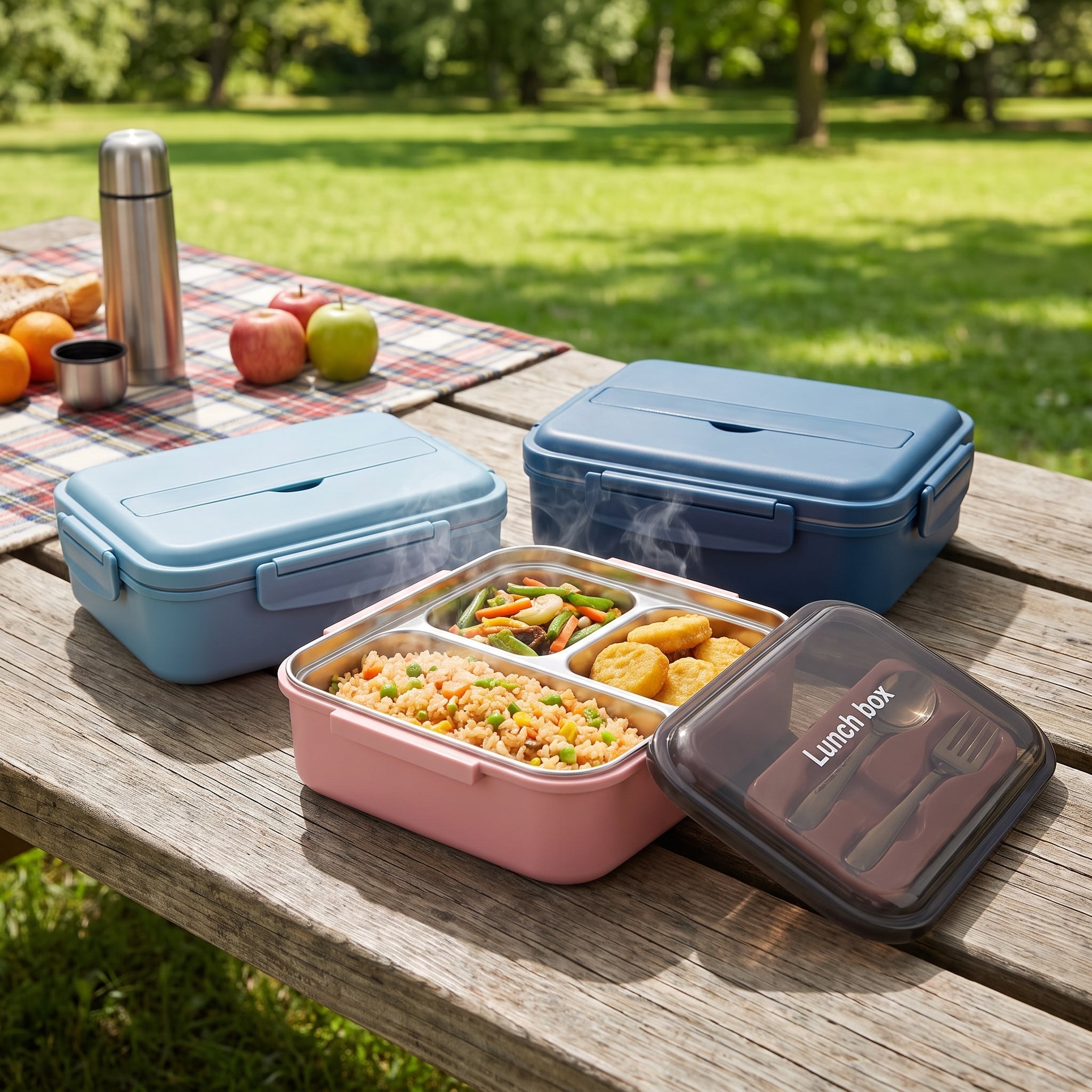 Stainless Steel Lunch Box Bento Meal Prep Food Storage Container - in-use