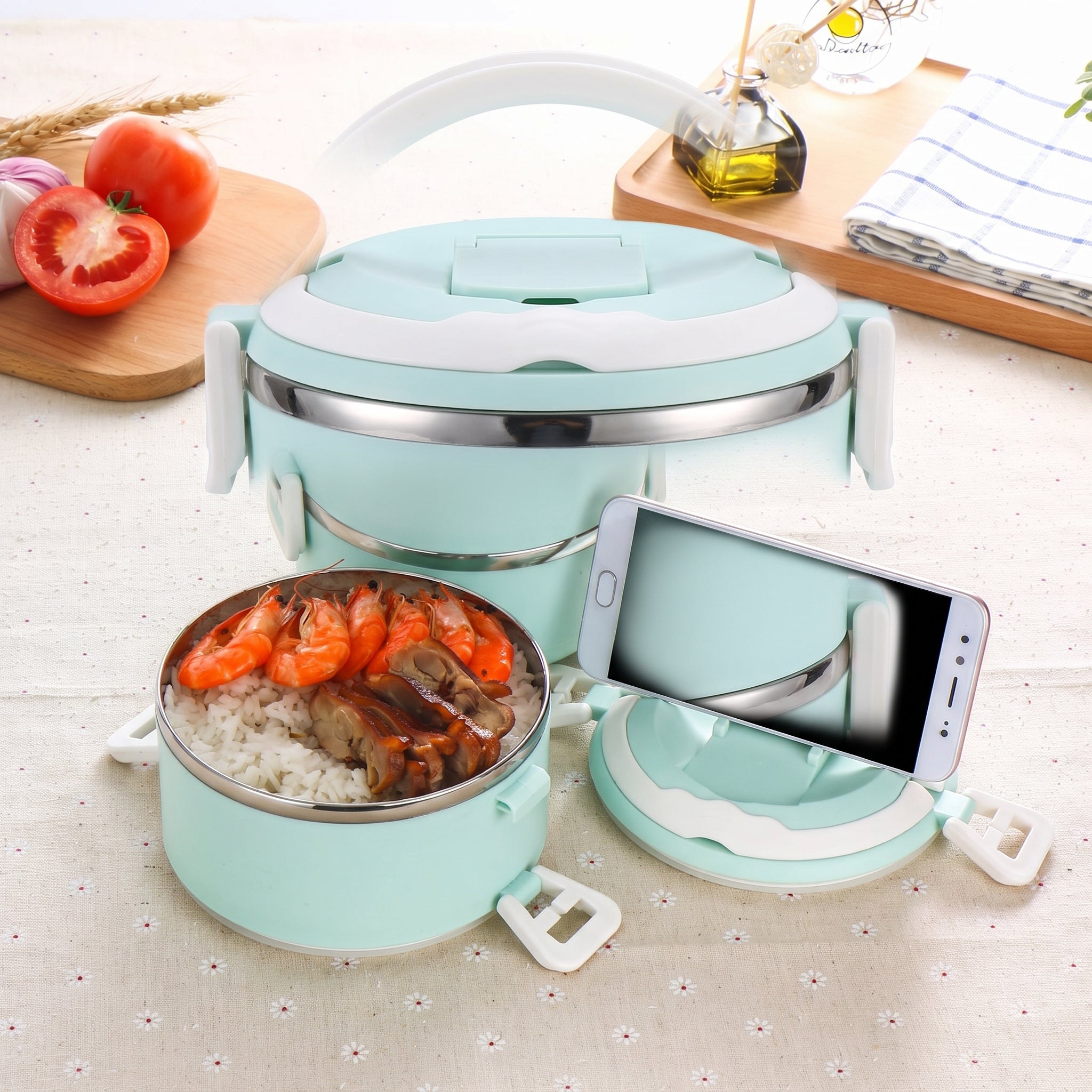 Insulated Lunch Box Bento Food Storage Container Multi-Tiered - studio