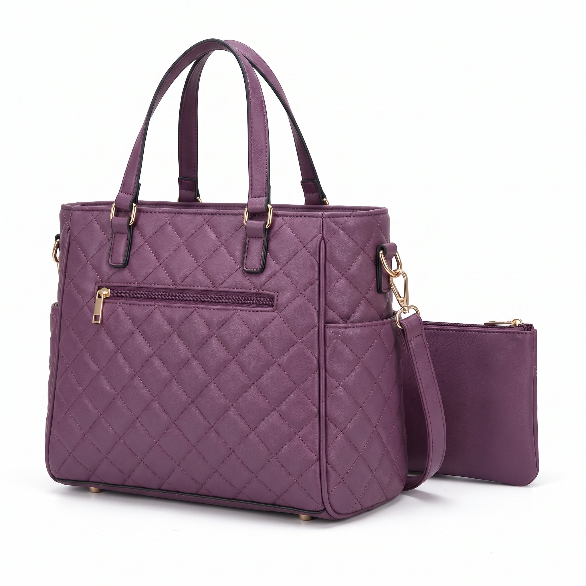 Women's Lunch Bag Insulated Lunch Tote Bag Laptop Bag Quilted Pouch - angle