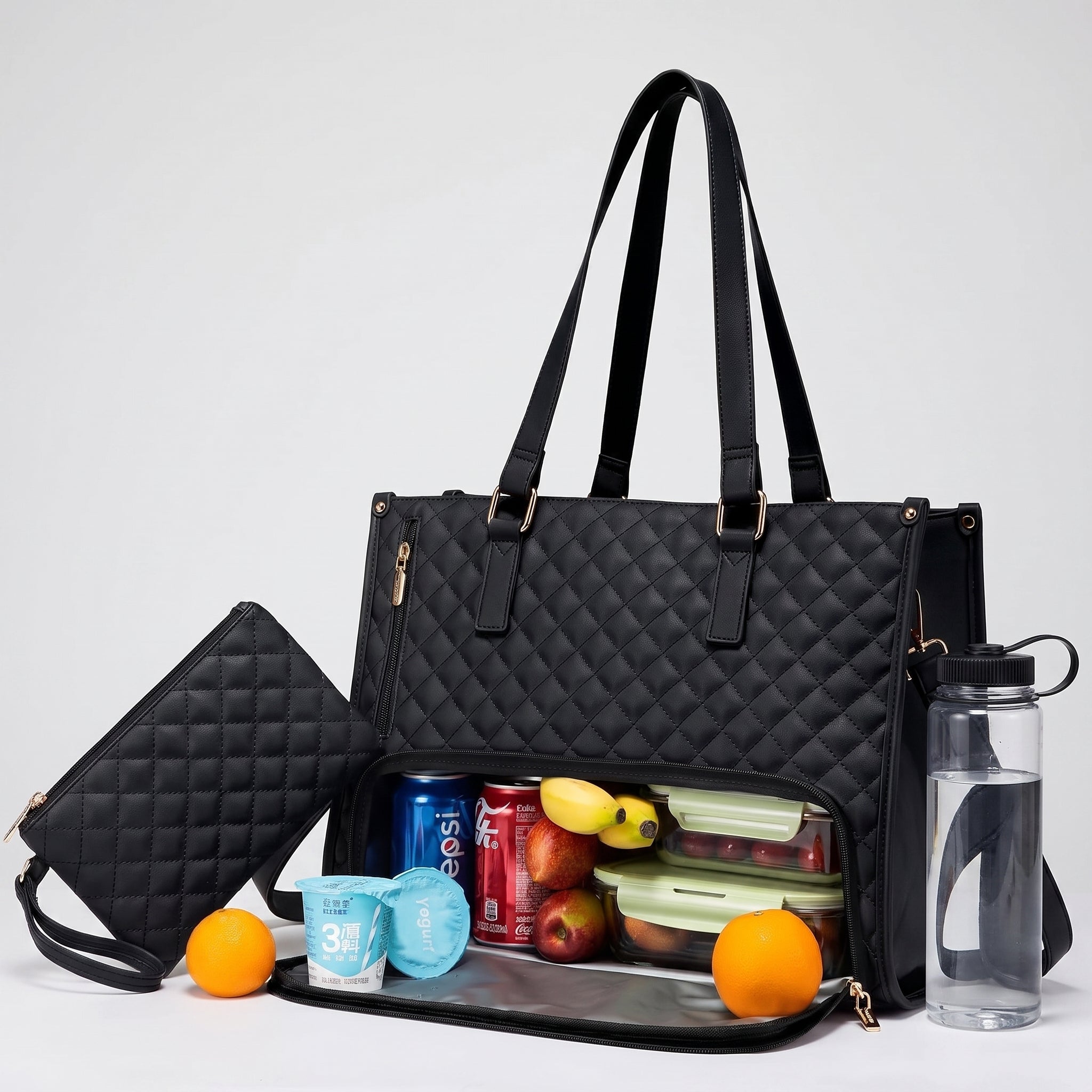 Women's Lunch Bag Insulated Lunch Tote Bag Laptop Bag Quilted Pouch - scale