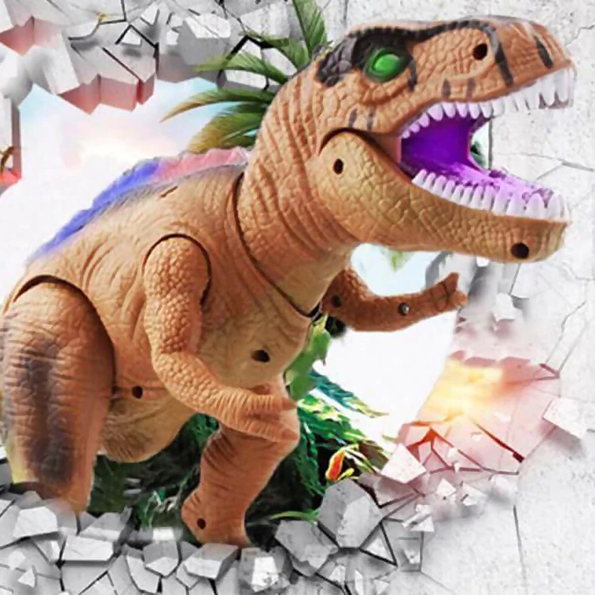Interactive Dinosaur Toy With Remote Control Walking Action Roaring Sounds & LED Light Effects - Image 3