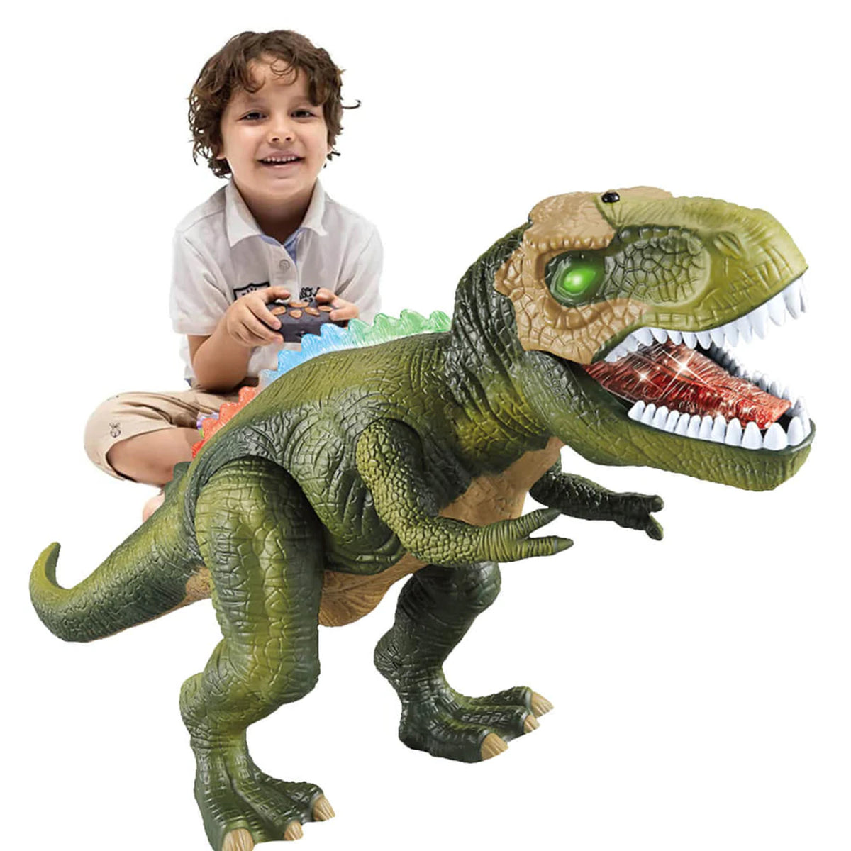 Interactive Dinosaur Toy With Remote Control Walking Action Roaring Sounds & LED Light Effects - Image 4