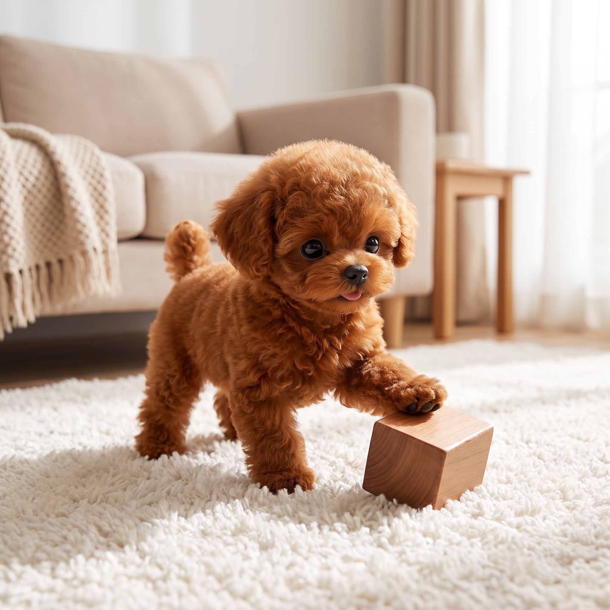 Realistic Robot Puppy Reddish-brown And White Plush - in-use