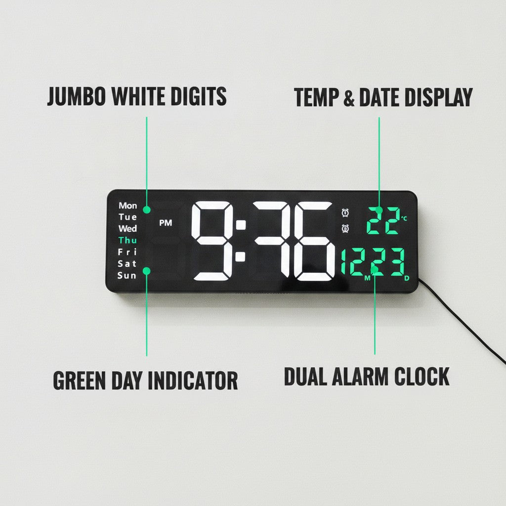 jumbo led wall clock key benefits and features