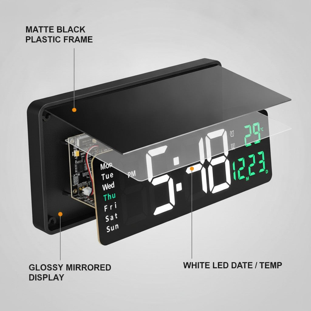 jumbo led wall clock close-up construction and materials