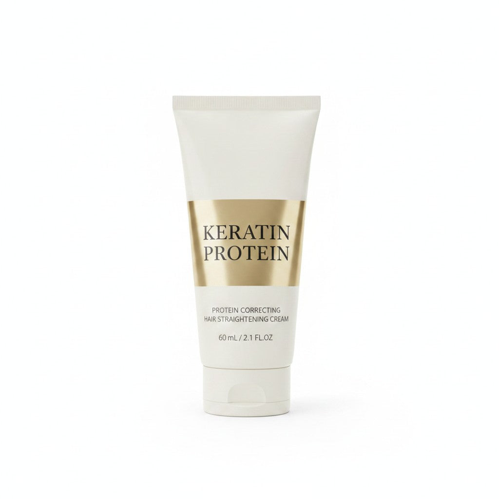 keratin hair treatment tube product photo on white background
