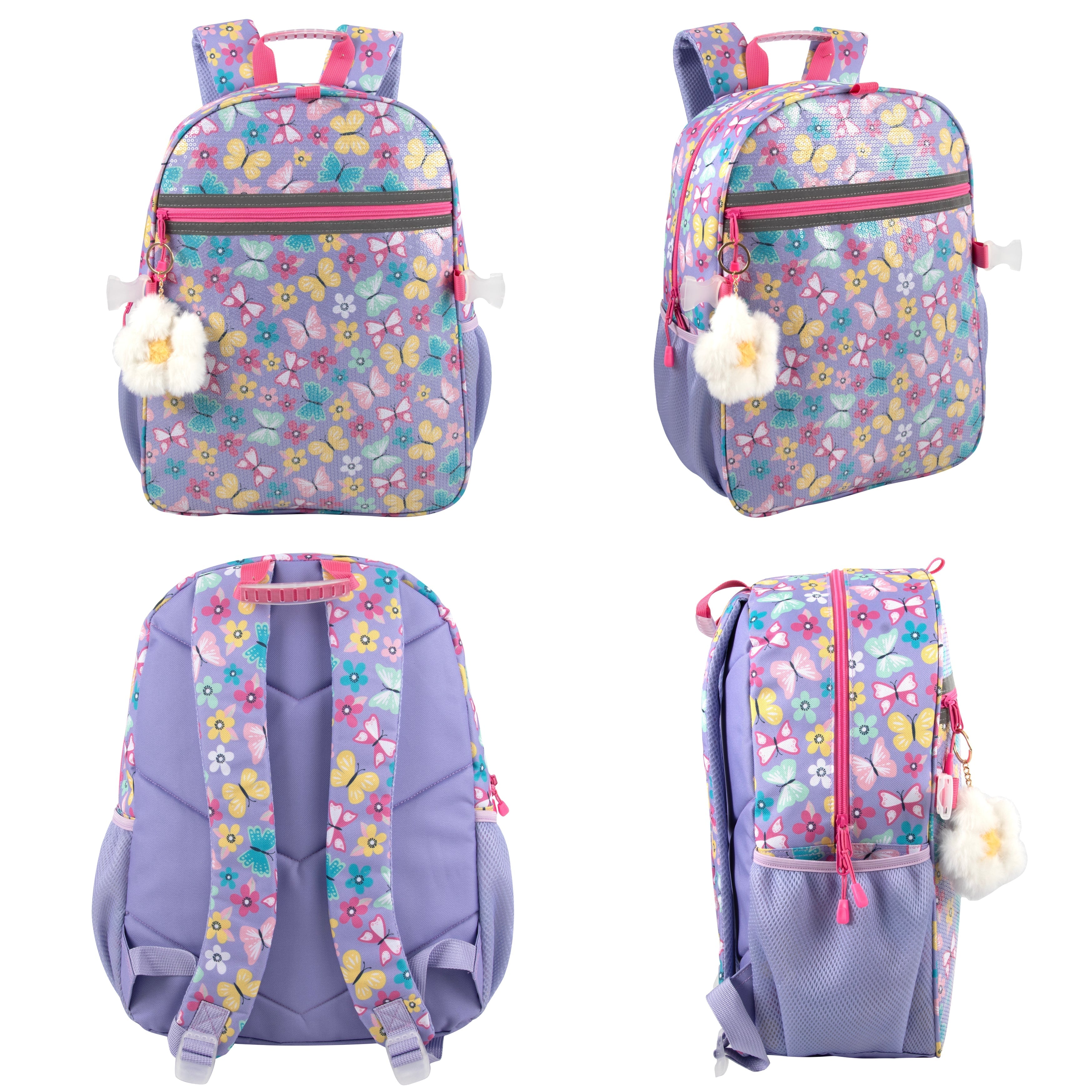 Kids Backpack Girls with Lunch Bag Purple Butterfly Set - Image 5