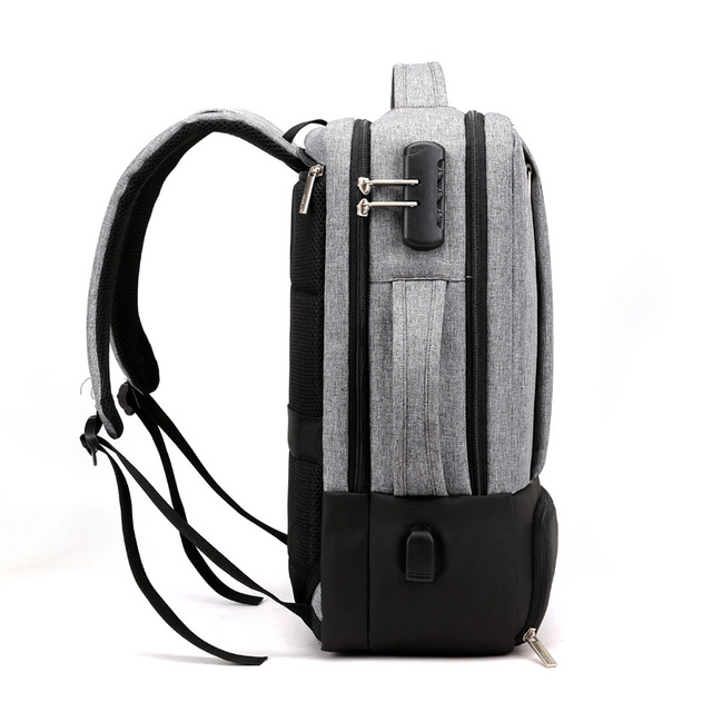 Laptop Bag Backpack 15.6 Inch Two-Tone USB Charging Port Lock - Image 1