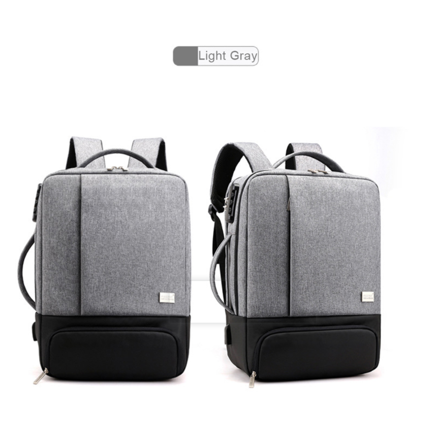 Laptop Bag Backpack 15.6 Inch Two-Tone USB Charging Port Lock - Image 2