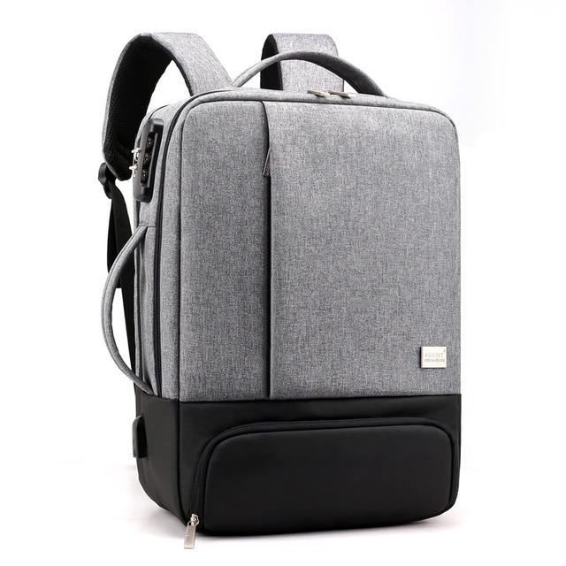 Laptop Bag Backpack 15.6 Inch Two-Tone USB Charging Port Lock - Image 4