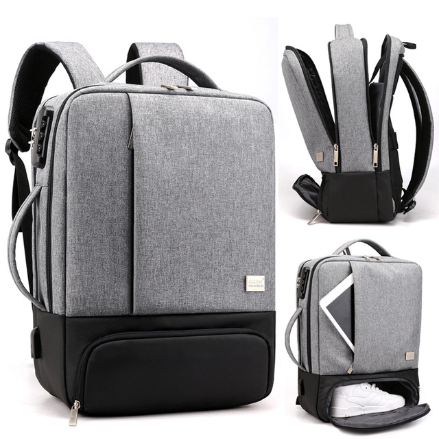 Laptop Bag Backpack 15.6 Inch Two-Tone USB Charging Port Lock - Image 5