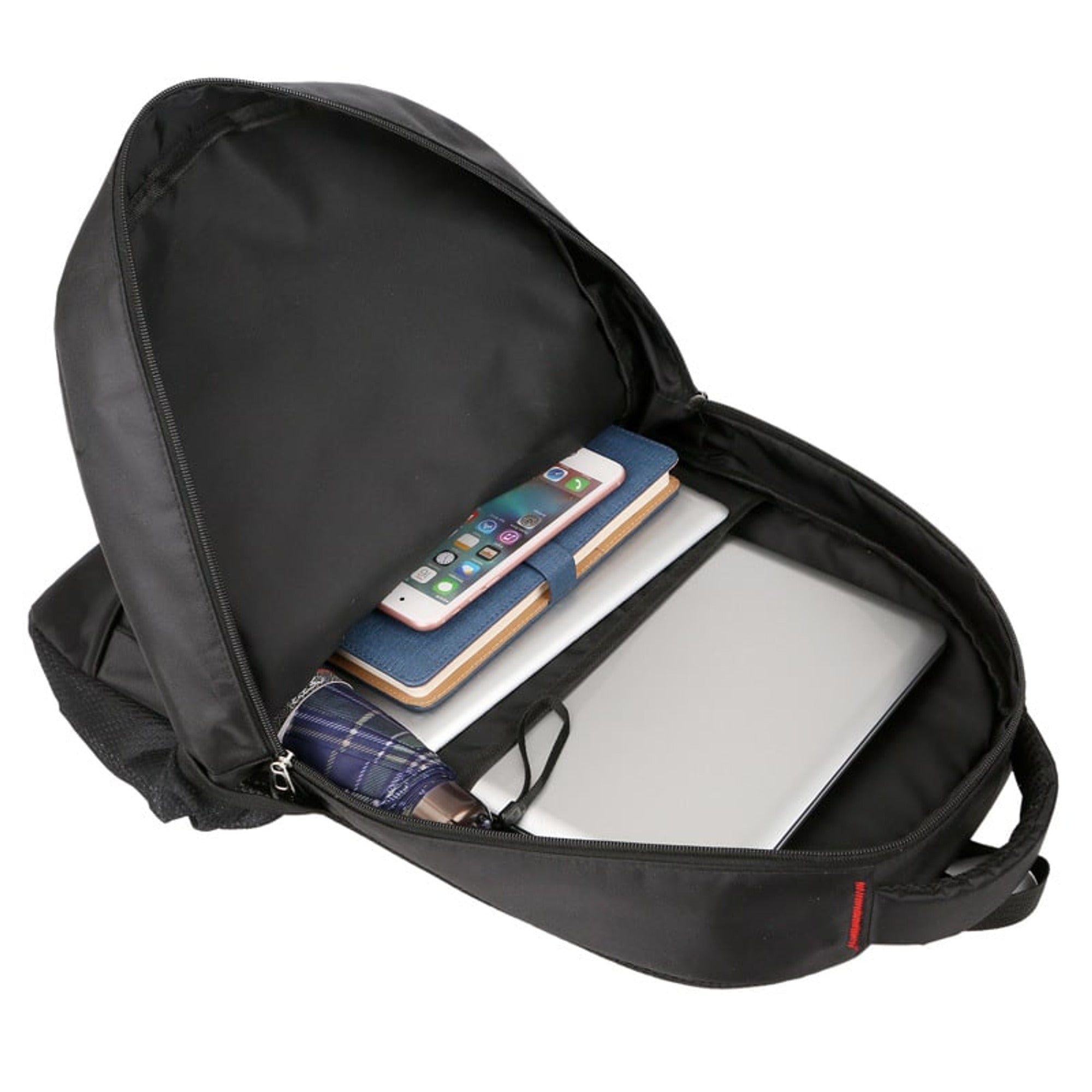 Laptop Bag Black Backpack Multiple Compartments Red Accents - Image 5