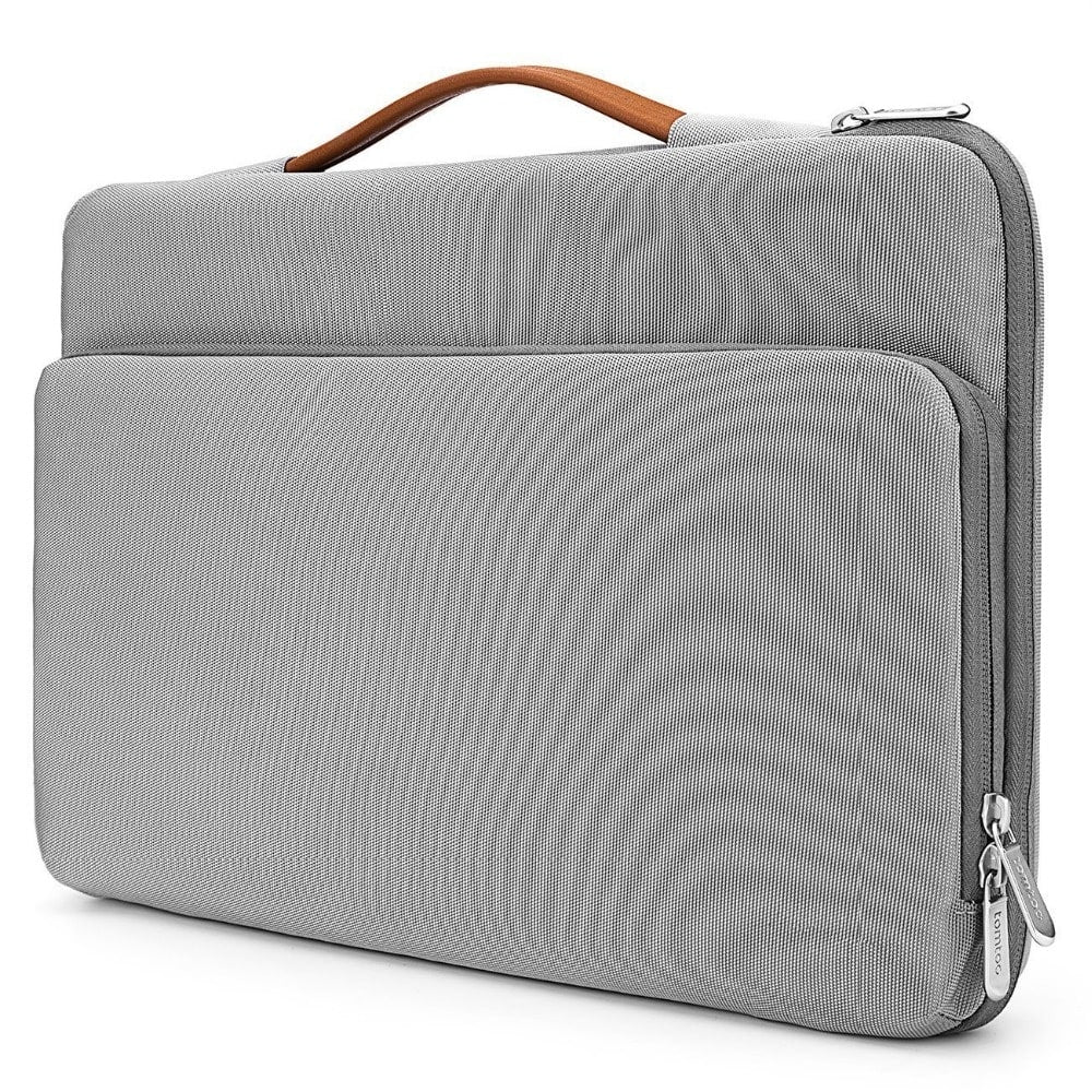 Laptop Bag Light Grey Zippered Sleeve Handle - Image 1