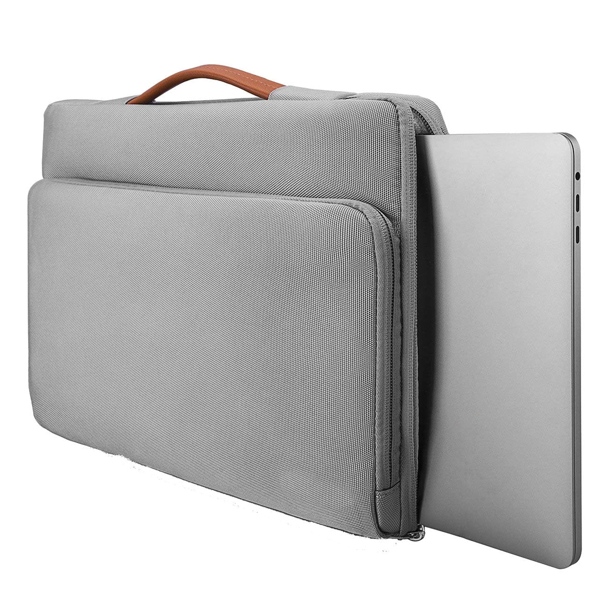 Laptop Bag Light Grey Zippered Sleeve Handle - Image 2